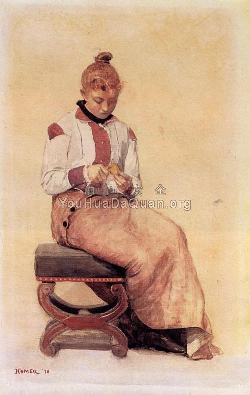 Woman Peeling a Lemon - 温斯洛·荷默